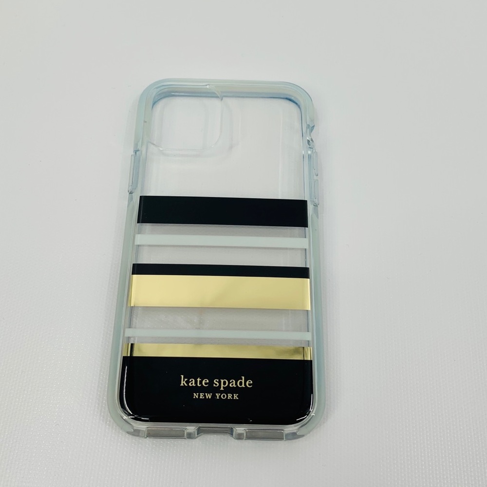 Kate Spade ♠️ Clear Gold Striped iPhone 11 Pro 5.8